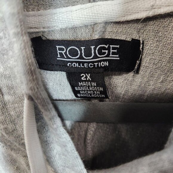 Rouge Collection Snap Button Color Block Hoodie - Charcoal - Size 2X - Picture 7 of 9